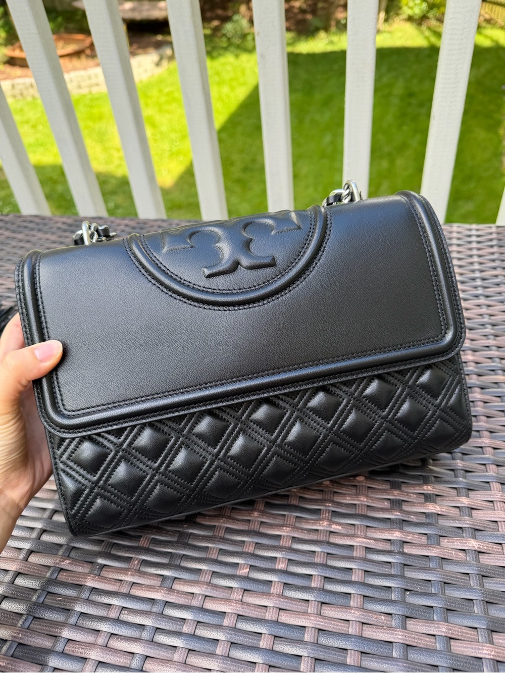 Tory Burch Fleming Convertible Shoulder Bag Large Black Leather